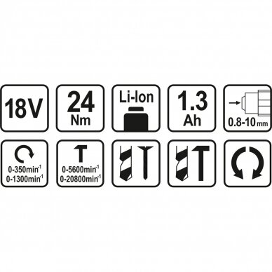 Smūginis suktuvas-gręžtuvas STHOR 78974 | Li-ion | 18V | 24Nm 7