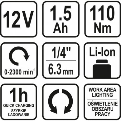 Smūginis suktuvas STHOR 78115 | Li-ion | 1/4" | 12V | 110Nm 3