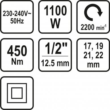 Smūginis veržliaraktis STHOR 57092 | 1/2" | 1100W | 450Nm 5