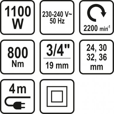 Smūginis veržliaraktis STHOR 57097 | 3/4" | 1100W | 800Nm 6