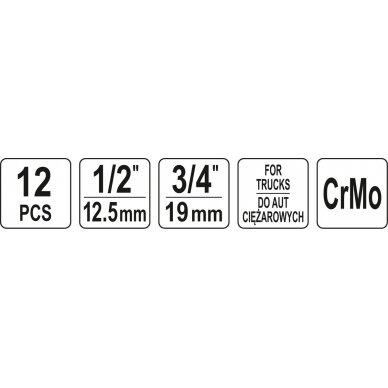 Smūginių antgalių rinkinys | 20 mm (3/4") | HEX/TORX (YT-10655) 4