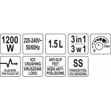 Smulkintuvas / blenderis | 3 viename | 1,5L 1200W (67707) 7