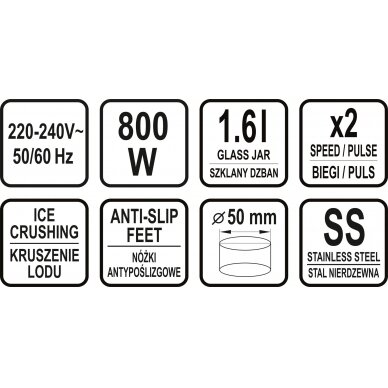 Smulkintuvas / blenderis | 800W 1,6L (67704) 8