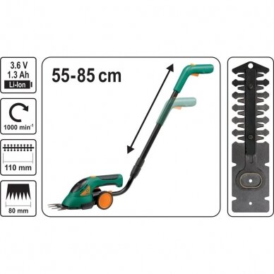 Sodo žirklės FLO 79501 | Li-ion | 3.6V | 55-85CM 3