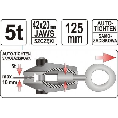 Spaustuvas automobilių kėbulų suvedimui, viena traukimo kryptis | iki 5 t (YT-2542) 2