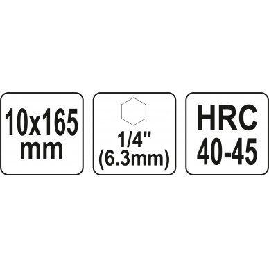 Spiralinis grąžtas medžiui | su hex (1/4") galu | 10 mm (YT-44680) 3