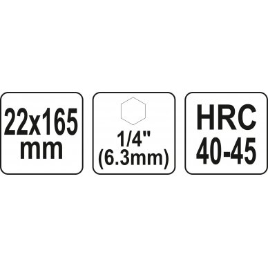 Spiralinis grąžtas medžiui | su hex (1/4") galu | 22 mm (YT-44686) 3