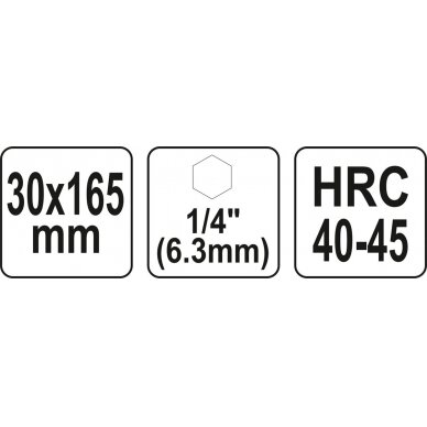 Spiralinis grąžtas medžiui | su hex (1/4") galu | 30 mm (YT-44689) 3