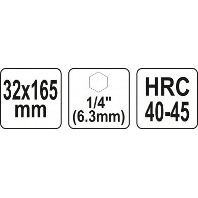 Spiralinis grąžtas medžiui | su hex (1/4") galu | 32 mm (YT-44690) 3