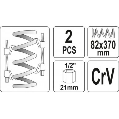Spyruoklių suspaudėjai | trapecinis sriegis | 82x370 mm | 2 vnt.  (YT-2544) 2