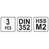Sriegikliai 3vnt.M18x2,5, HSS/M2 (YT-2942) 2