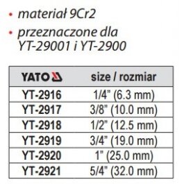 Sriegpjovė | 1" (YT-2920) 3