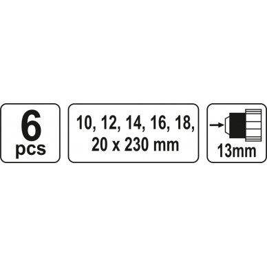 Sraigtinių grąžtų rinkinys | 230 mm | FI-10-20 mm | 6 vnt (YT-3298) 2