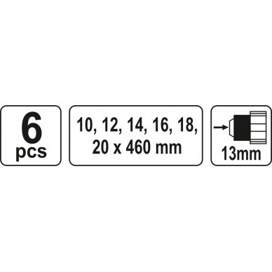 Sraigtinių grąžtų rinkinys |  460 mm | FI-10-20 mm | 6 vnt (YT-3299) 2