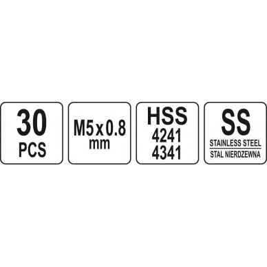 Sriegio remonto rinkinys | M5 x 0.8 | 30 vnt. (YT-17631) 3