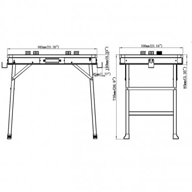 Sulankstomas staliaus darbastalis su spaustuvais ir fiksatoriais WB33C | 450 kg | 845x598x735 mm 14