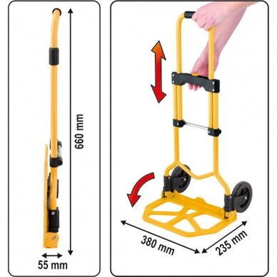 Sulankstomas teleskopinis transportavimo vežimėlis VOREL 78660 | 960x380x370MM | 70KG 7