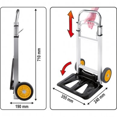 Sulankstomas teleskopinis transportavimo vežimėlis VOREL 78661 | 1080x390x410MM | 90KG 7