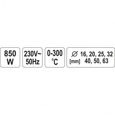 Suvirinimo aparatas vamzdžiams YATO YT-82250 | LED | 16-63MM | 850W | 300° 2