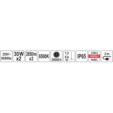 Šviesos diodų lempa / prožektorius | su stovu | SMD LED 2 x 20W 3800 LM (YT-818151) 5