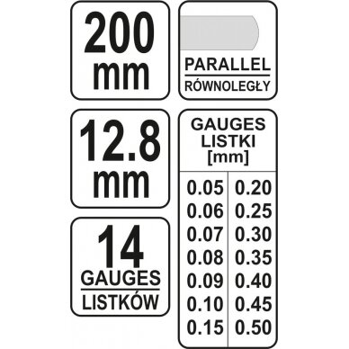 Tarpumačiai pailginti | 14 lapelių | 0,05-0,5 mm | 200 mm (YT-7223) 3