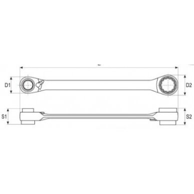 Terkšlinis raktas kilpinis dvipusis | 10-13-17-19 mm (YT-4945) 6