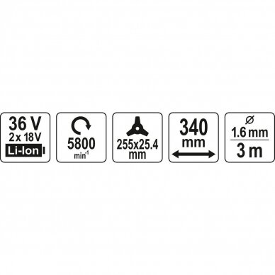 Trimeris YATO YT-85010 | brushless | Li-ion | 36V | 340MM | be akumuliatorių 6