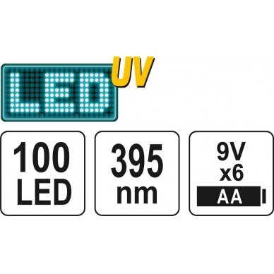 UV žibintuvėlis ir akiniai kondicionavimo sistemos nuotėkio aptikimui | UV 100 LED (YT-08582) 6