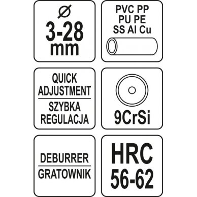 Vamzdelių pjoviklis | greitas reguliavimas | 3-28 mm (YT-22342) 4