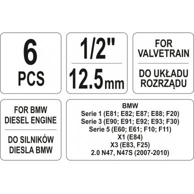 Variklio fiksavimo įrankių rinkinys | BMW N47, N47S, N57 (YT-06018) 4