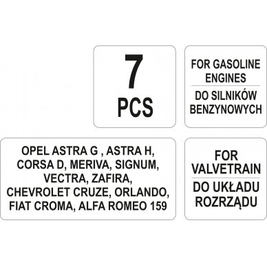 Variklio fiksavimo įrankių rinkinys | Opel 1.4-1.8 16V | 7 vnt. (YT-06005) 3