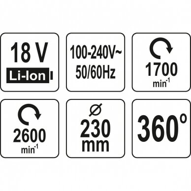 Ventiliatorius YATO YT-82933 | hibridinis | Li-ion | 18V | 360° | be akumuliatoriaus 10