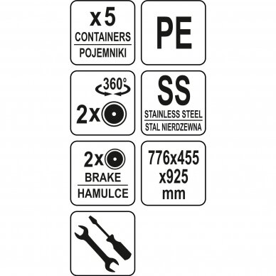 Vežimėlis indams YATO YG-09101 | 870x435x905MM 7