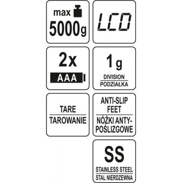 Virtuvinės svarstyklės | nerūdijantis plienas | 15 X 22,5 X 1,5 cm (68362) 5