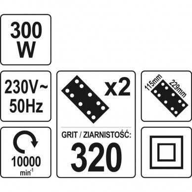 Vibracinis šlifuoklis YATO YT-82234 | 300W | 115x229MM 2