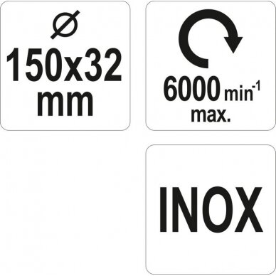 Vielinis diskinis šepetys | nerūdijantis plienas | INOX | ⌀32 / 150 mm (YT-47554) 4