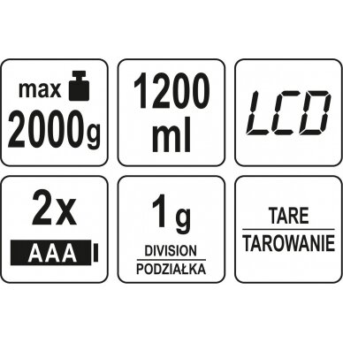 Virtuvinės svarstyklės | su indu | 1200 ml (68364) 6