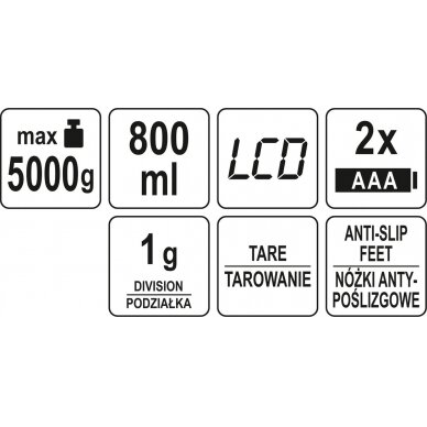 Virtuvinės svarstyklės su lėkšte | 800 ml (68361) 6