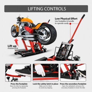 Žemo profilio hidraulinis keltuvas su ratukais motociklams SK3019 | ATV | 680KG 6