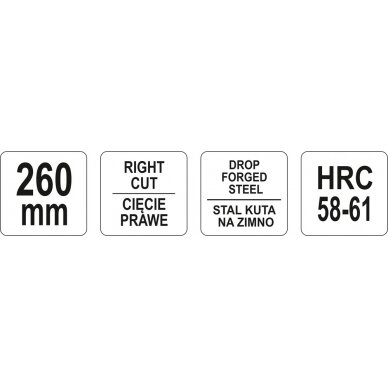 Žirklės skardai dešininės | 260 mm (YT-1901) 2