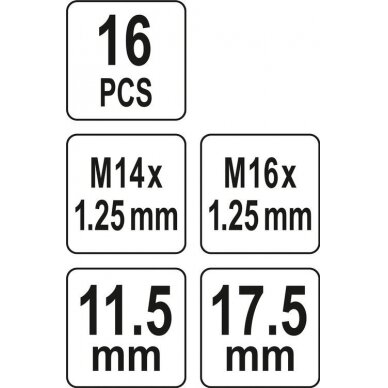 Žvakės sriegio lizdo remonto rinkinys | M14 x 1,25 mm | 16 vnt. (YT-17580) 4